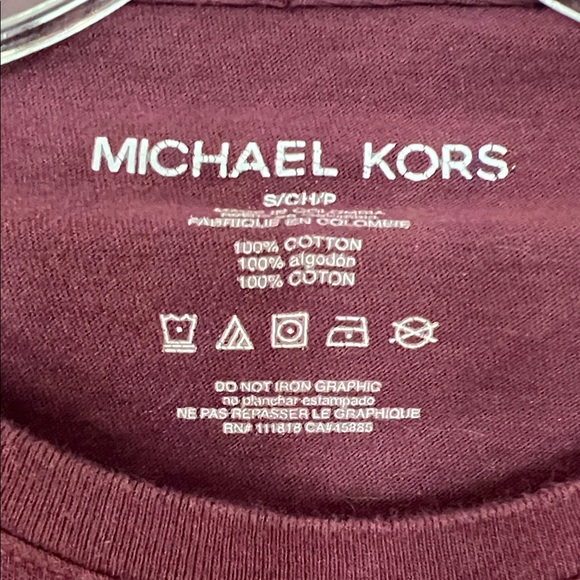 Michael Kors Men's Burgundy Long Sleeve Tee - Picture 2 of 3